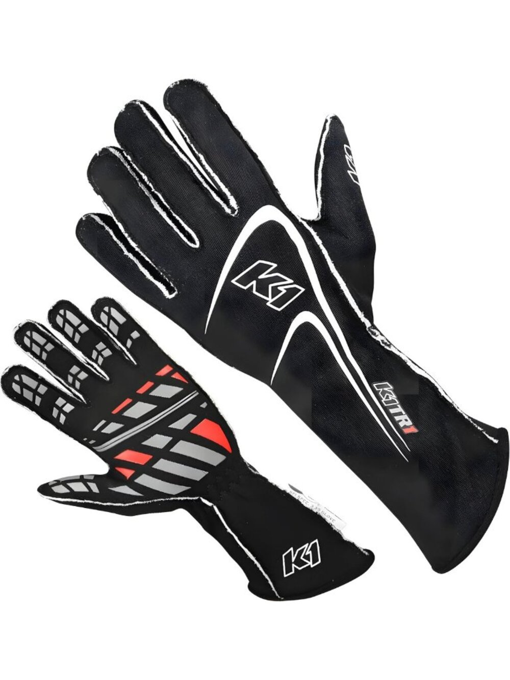 Black X-Large Racing Gloves - SFI 5 Certified, Track-Ready Gear for Drivers